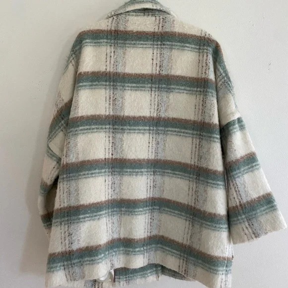 Anthropologie Cream and Blue Plaid Jacket - Picture 2 of 6